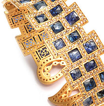 Load image into Gallery viewer, Luminosity 20K Yellow Gold Blue Sapphire Mosaic Cuff - Coomi

