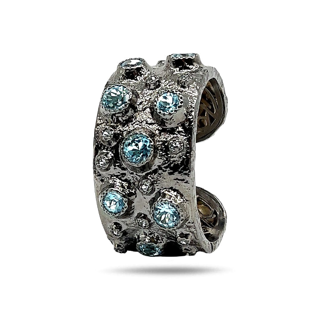 Blackened Sterling Silver Blue Topaz Dune Cuff - Coomi