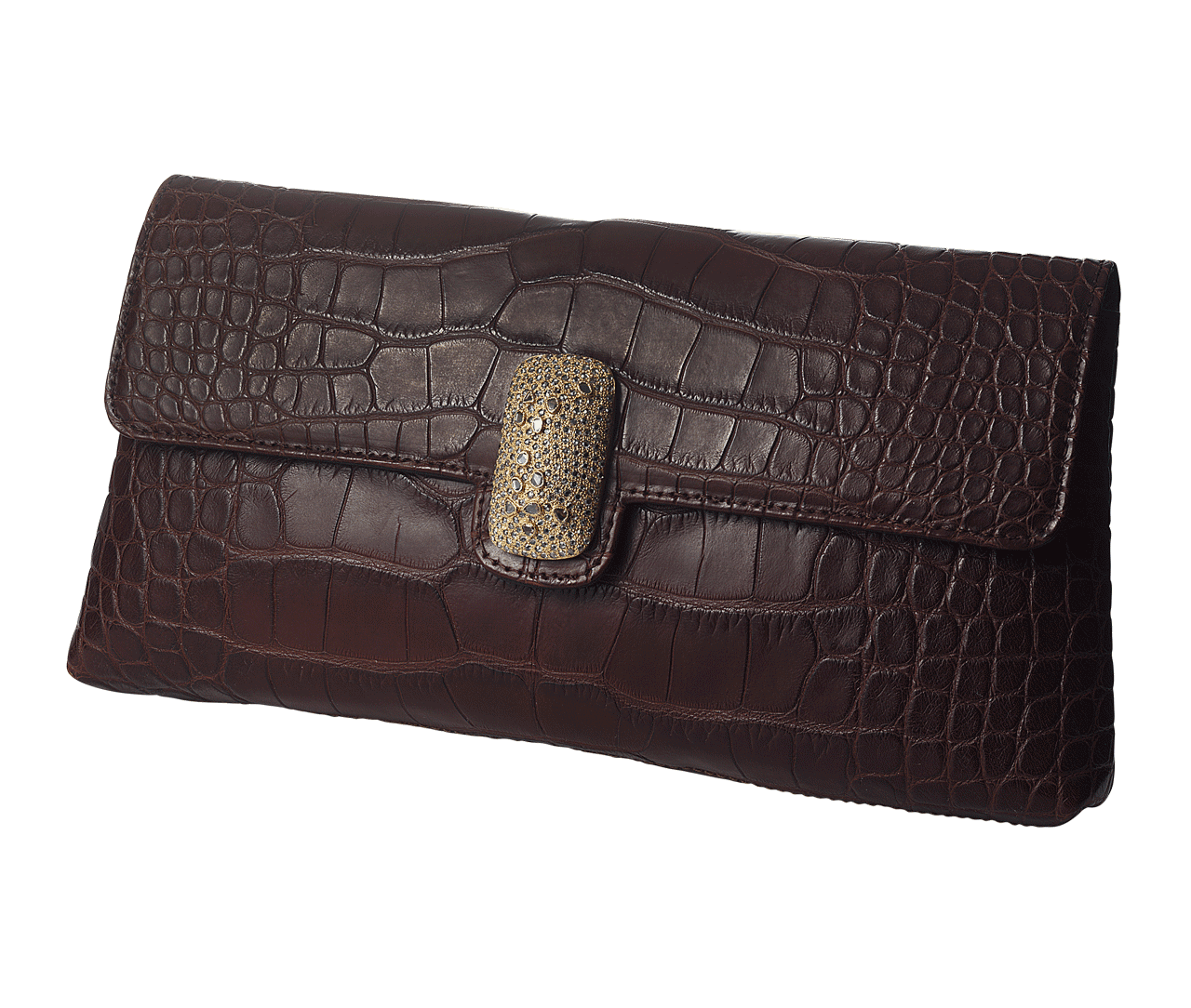 Antiquity Galano Brown Matte Alligator Leather Handbag - Coomi