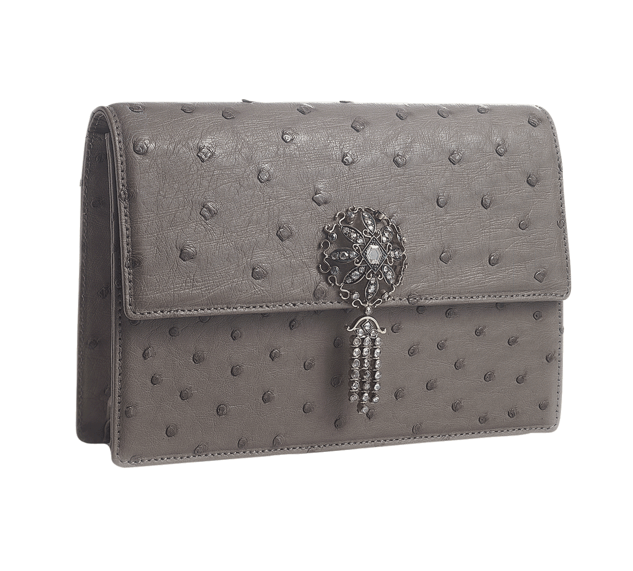 Affinity Grey Serpentine Ostrich Leather Handbag - Coomi