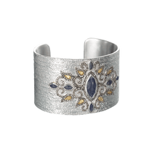 Load image into Gallery viewer, Sterling Silver Statement Cuff with Diamonds and Blue Agate - Coomi
