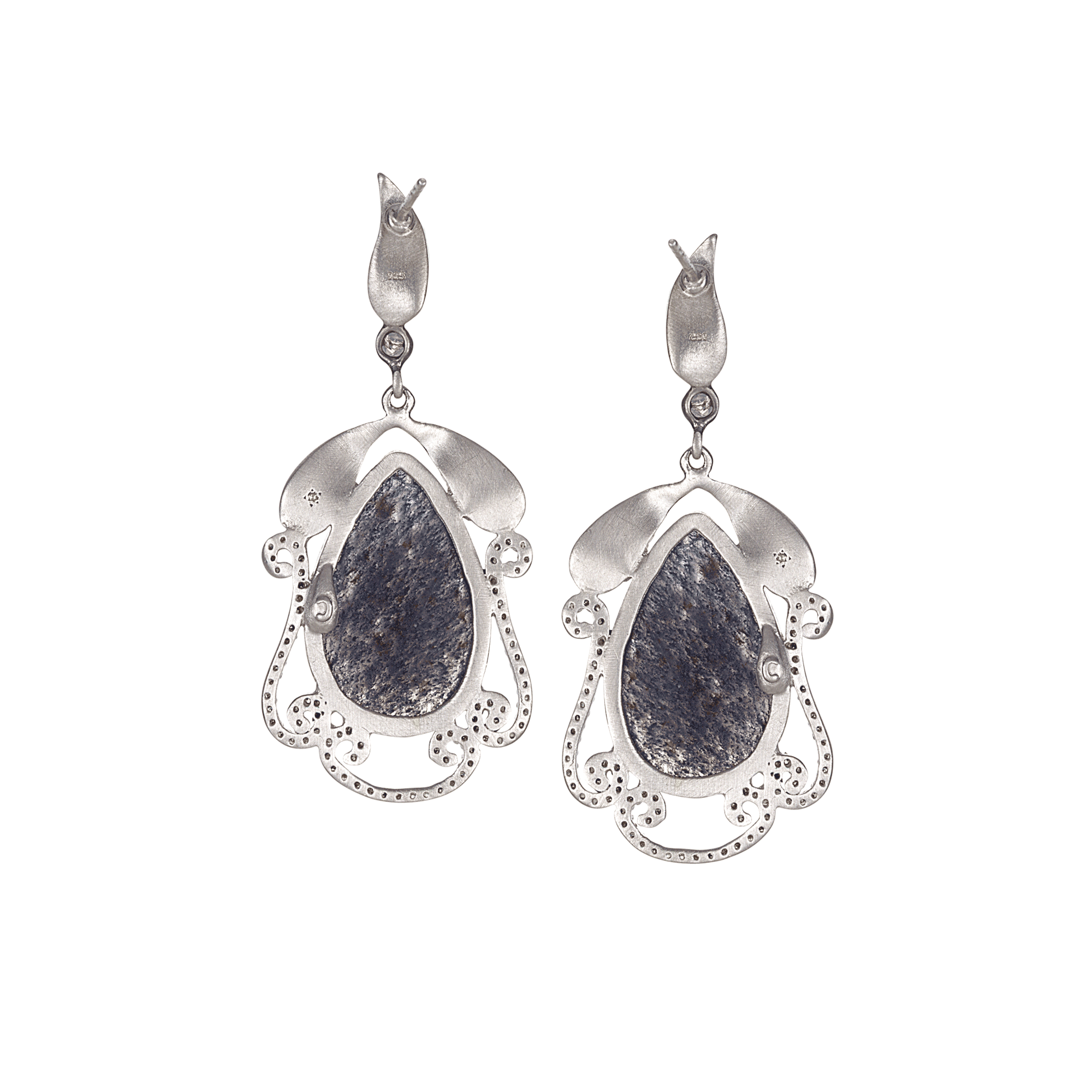 Sterling Silver Pear Shaped Blue Stone Earrings - Coomi