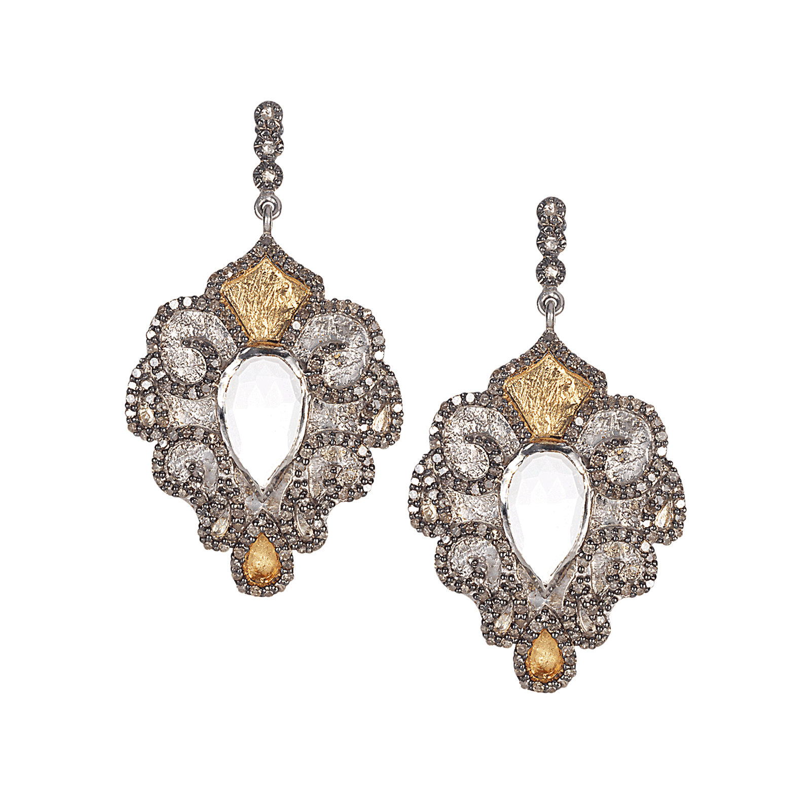 Vitality Sterling Silver Earrings with Pear Shaped Crystal - Coomi