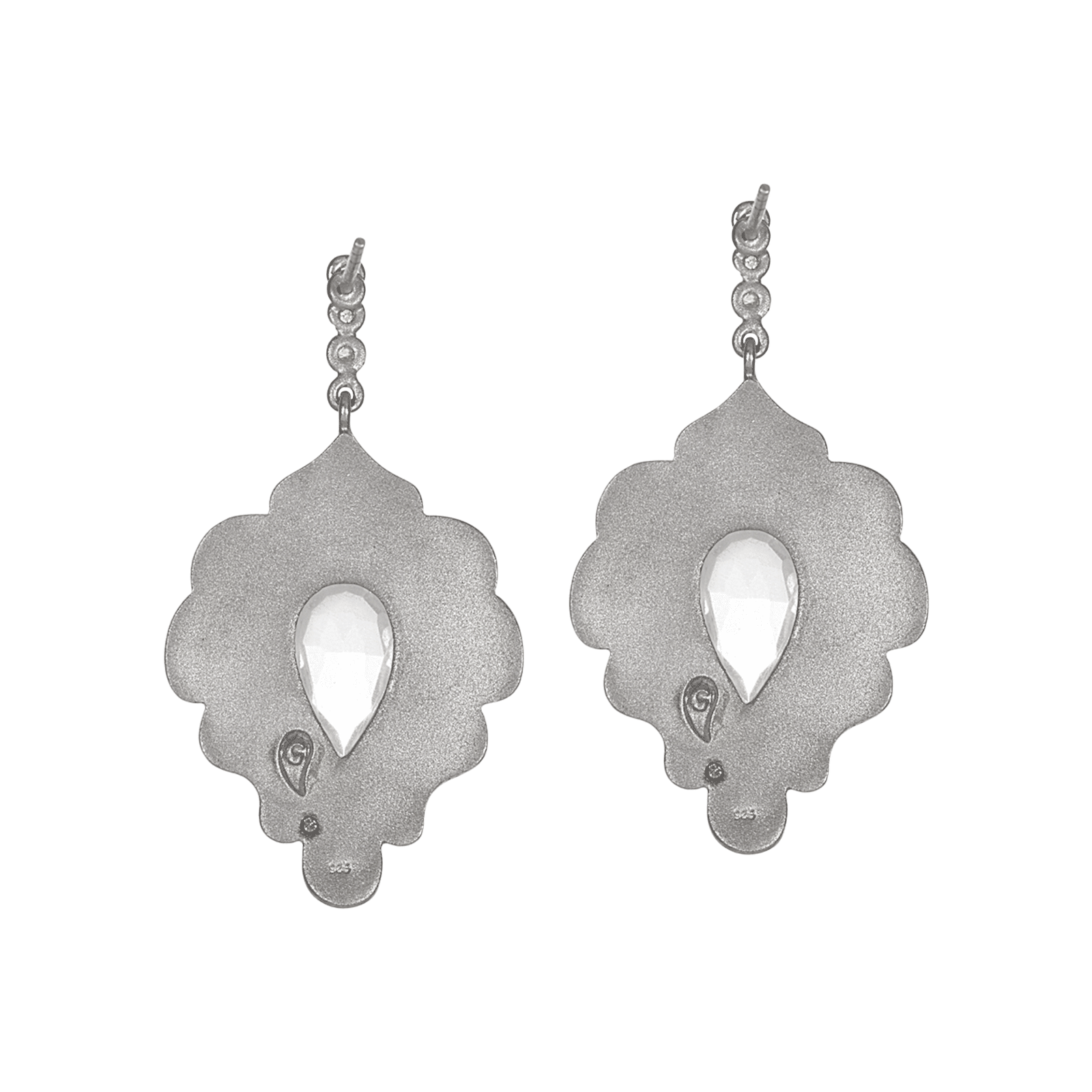 Vitality Sterling Silver Earrings with Pear Shaped Crystal - Coomi