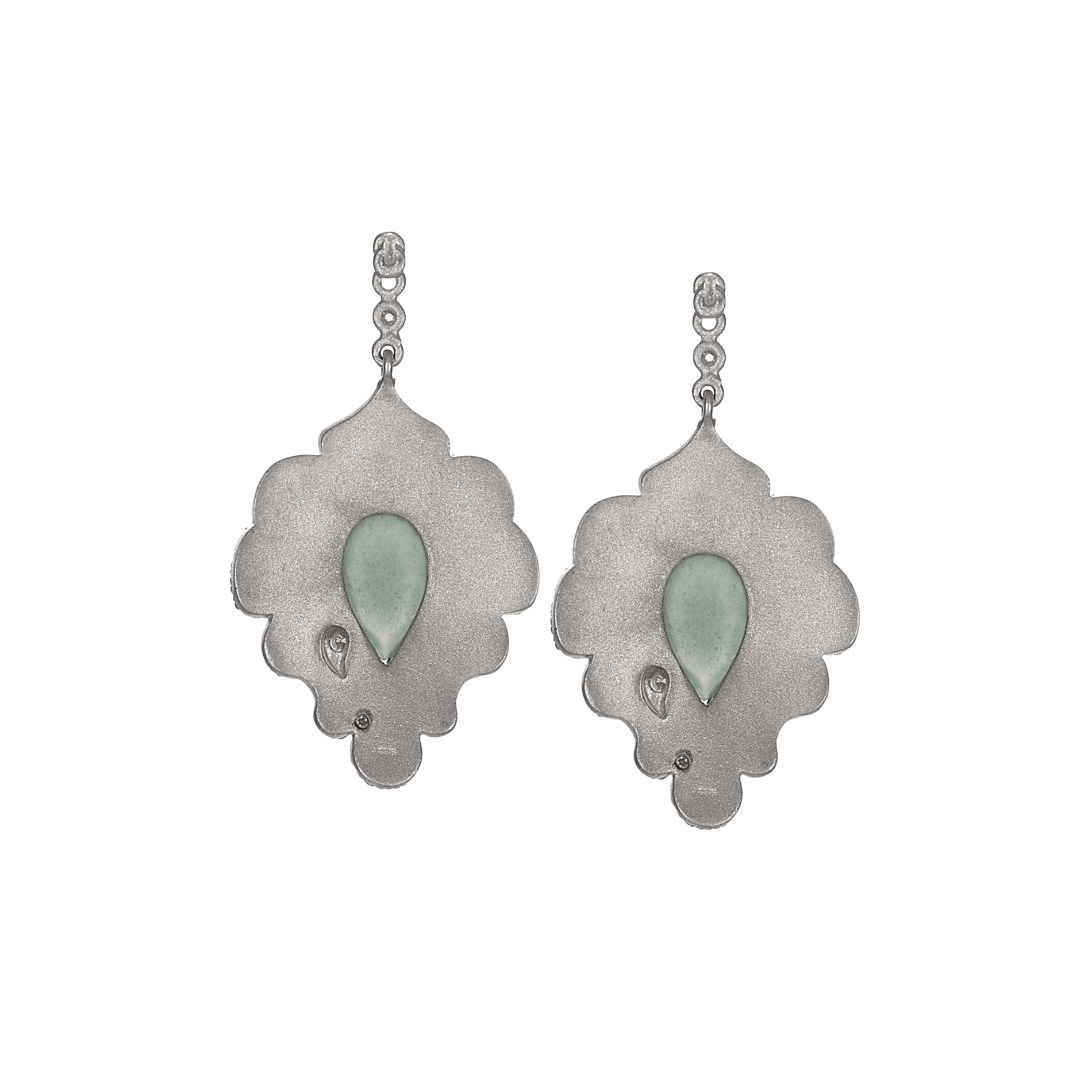 Vitality Sterling Silver Earrings with Pear Shaped Green Agate - Coomi