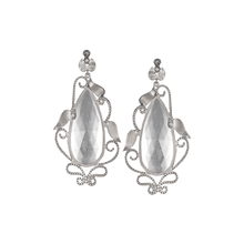 Load image into Gallery viewer, Sterling Silver Elongated Pear Shaped Rock Crystal Earrings - Coomi
