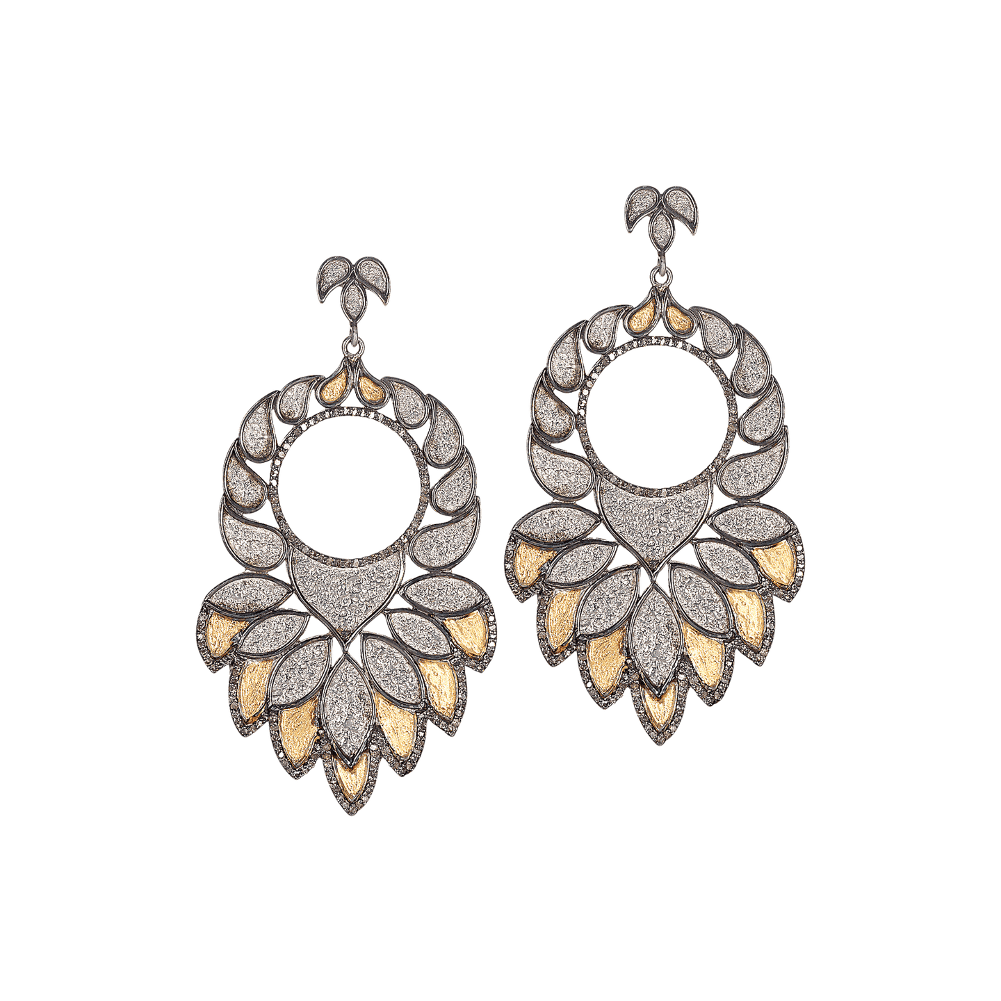 Sterling Silver Statement Earrings With Rose Cut Diamonds - Coomi