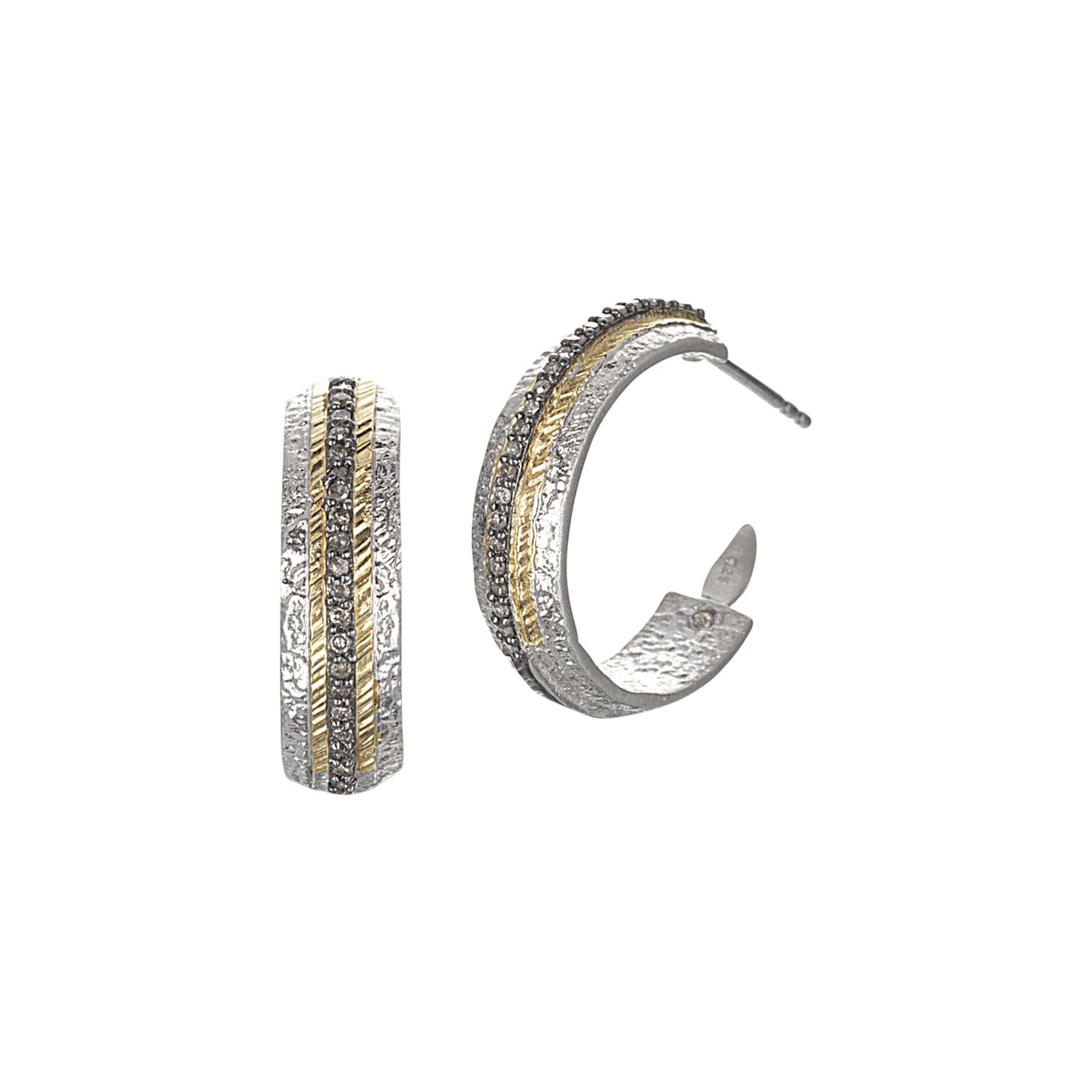 Sterling Silver Hoop Earrings With Diamonds - Coomi