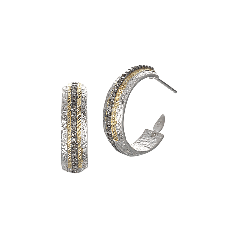 Sterling Silver Hoop Earrings With Diamonds