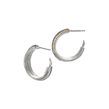 Load image into Gallery viewer, Sterling Silver Hoop Earrings With Diamonds - Coomi
