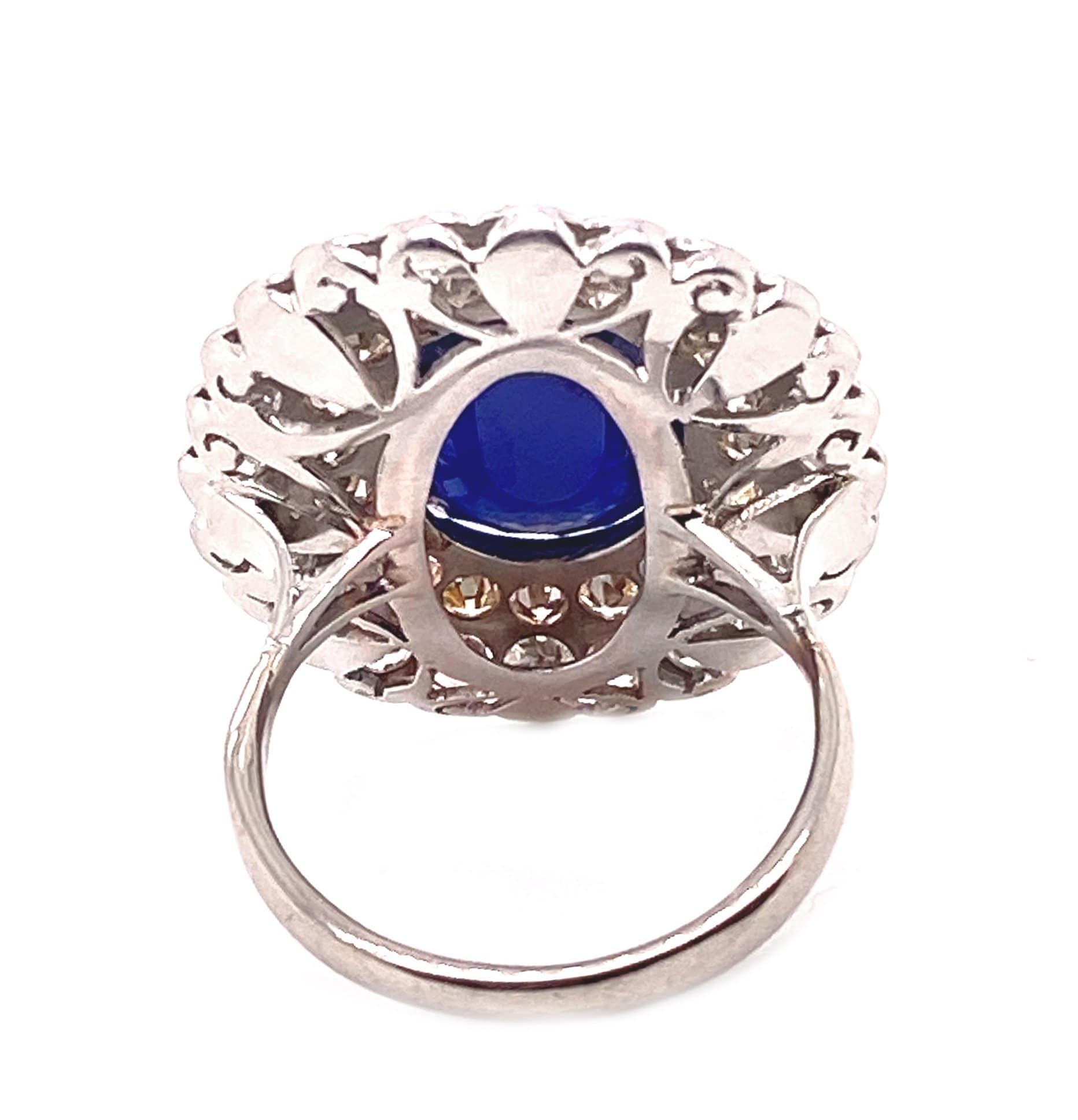 Trinity Statement Ring in 18K white gold with Sri Lanka  Sapphire - Coomi