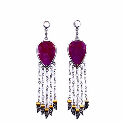 Pink Sapphire Sterling Silver Drop Earrings