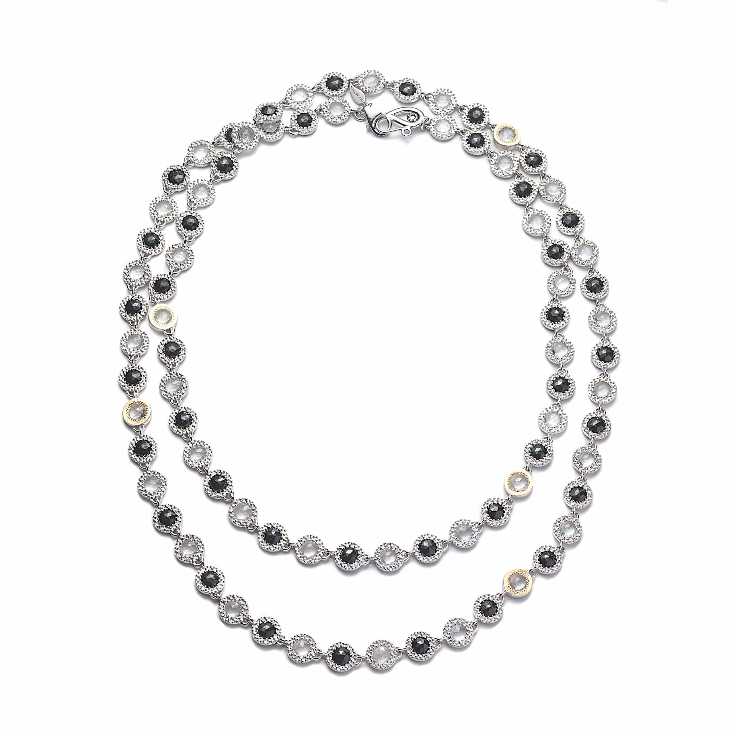 Sterling Silver 36in Necklace with Black Spinel, Crystals And Diamonds - Coomi