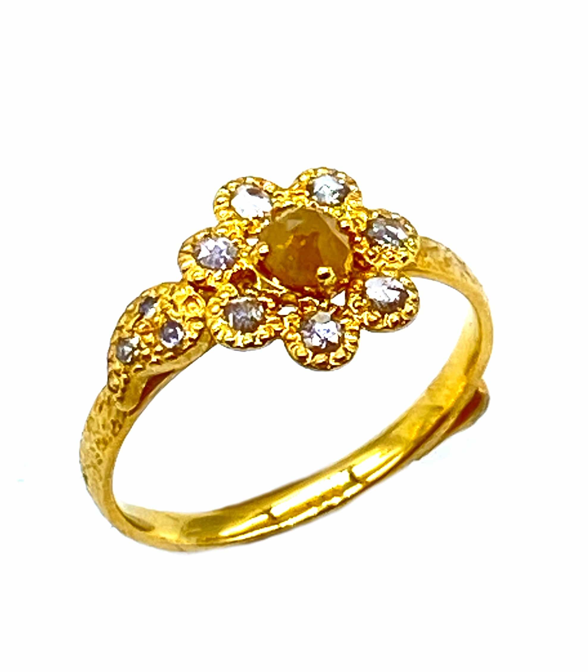 Eternity 20K Yellow Diamond Flower Ring - Coomi