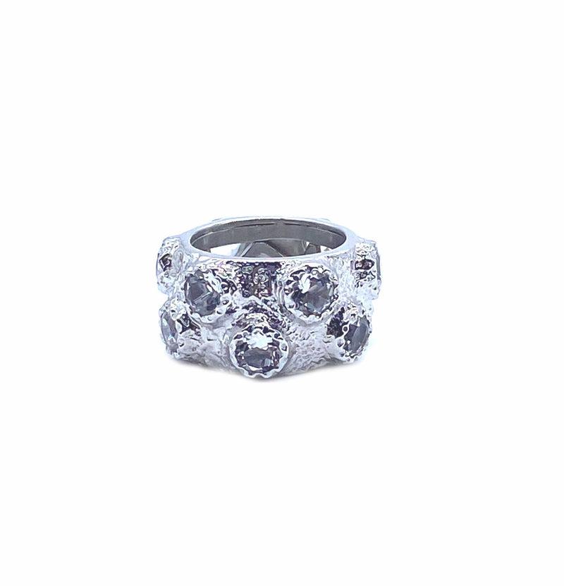 Dune Diamond and Crystal Sterling Silver Ring