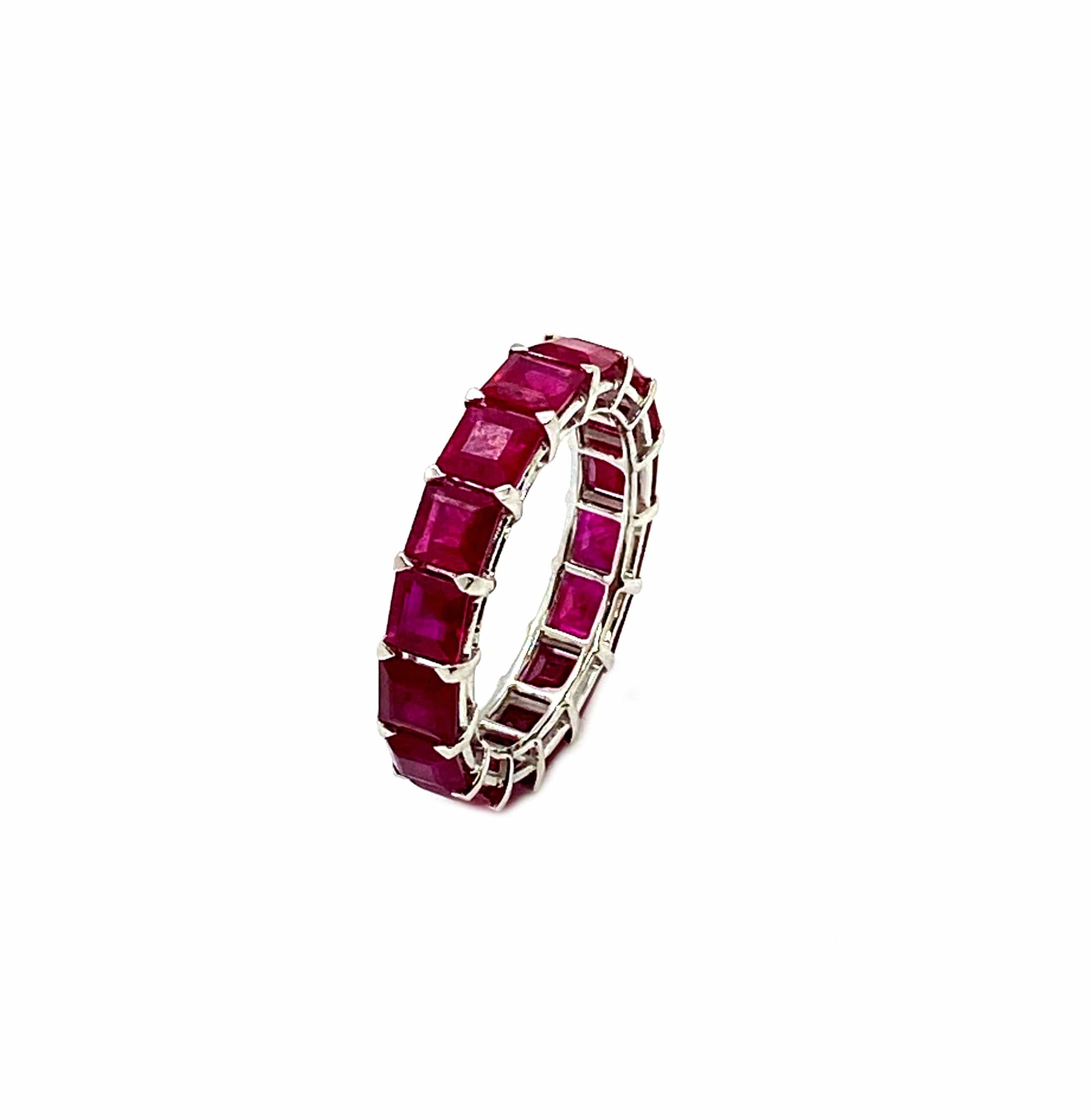 Trinity 18K White Gold Ruby Band Ring - Coomi