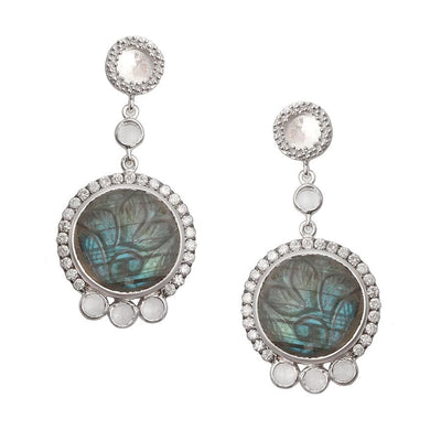 Silver Affinity Crystal and Labradorite Drop Earrings