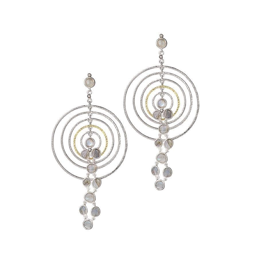 Silver Labradorite Spring Earring with Diamonds - Coomi