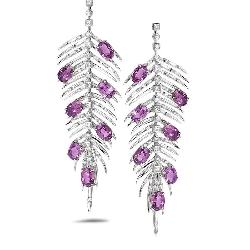 Trinity 18K Spinel Feather Drop Earrings - Coomi
