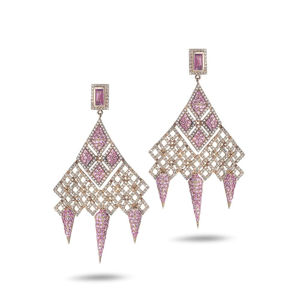 Sagrada Glory 18K Rose Gold Pink Sapphire Tassel Earrings - Coomi