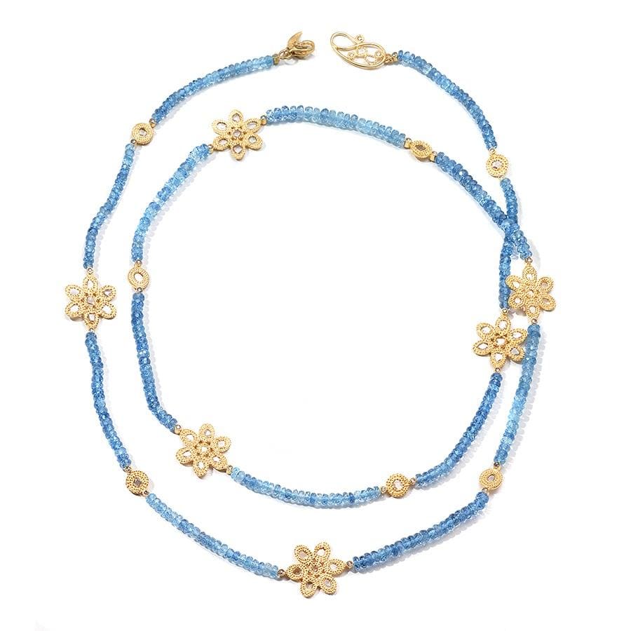 Affinity 20K Aquamarine and Rose Cut Diamond Necklace - Coomi