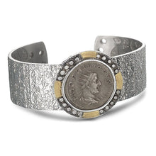 Load image into Gallery viewer, Sterling Silver Coin Cuff with Diamonds - Coomi
