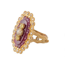 Load image into Gallery viewer, Sunshine Gold Ring with Carved Ruby and Diamonds - Coomi
