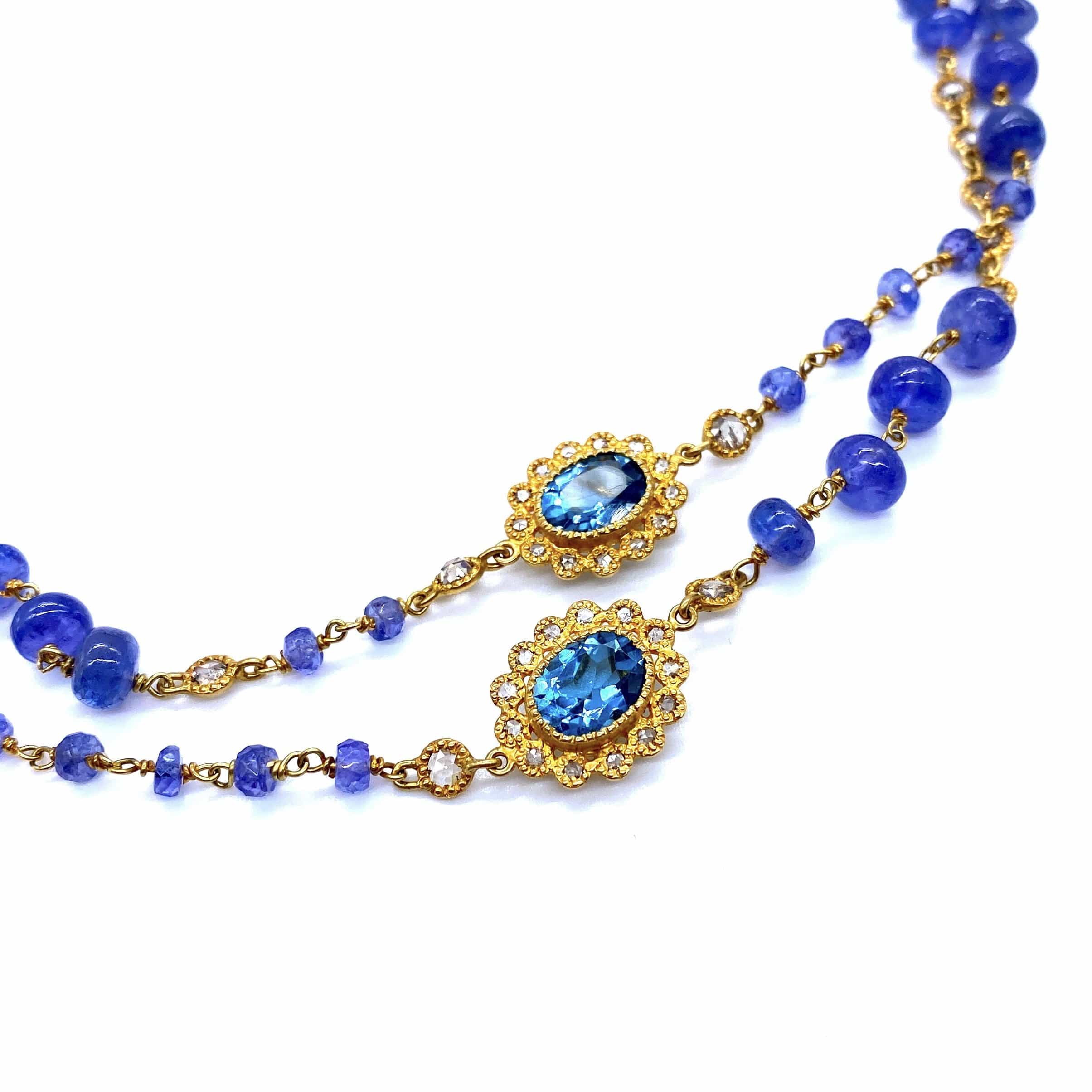 Affinity 20K Tanzanite and Blue Topaz Necklace - Coomi