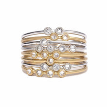 Load image into Gallery viewer, 20K White Gold Triple Diamond Stack Ring - Coomi
