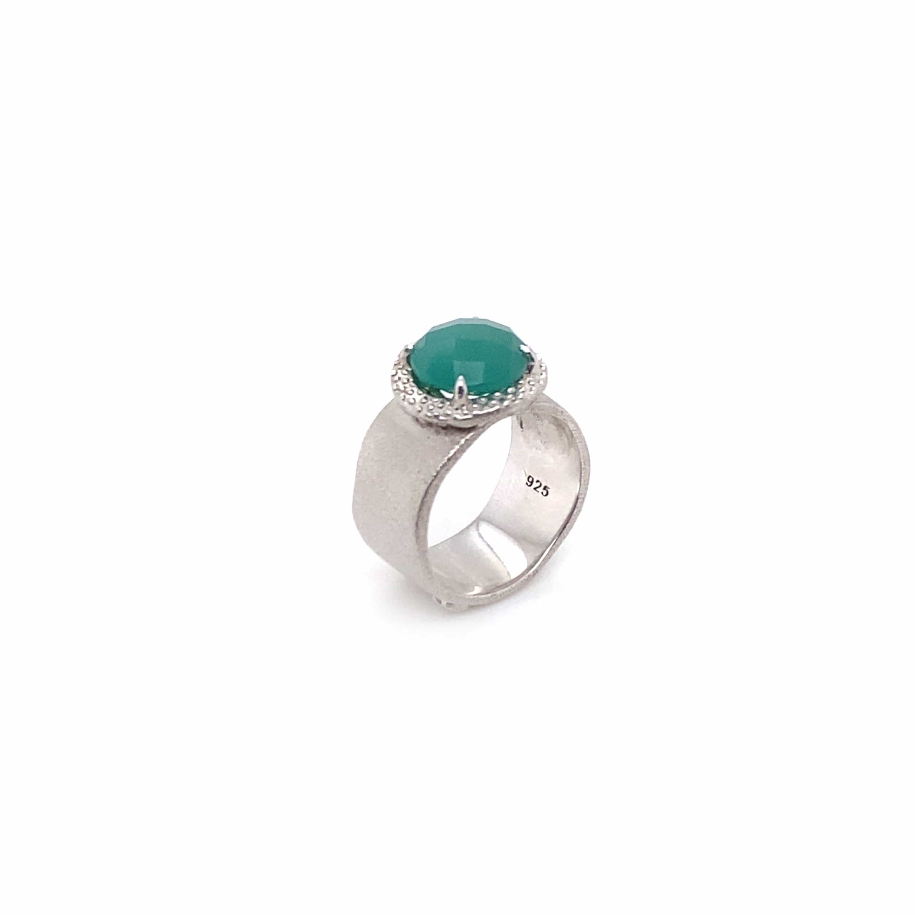 Rain Sterling Silver Green Agate Band Ring - Coomi