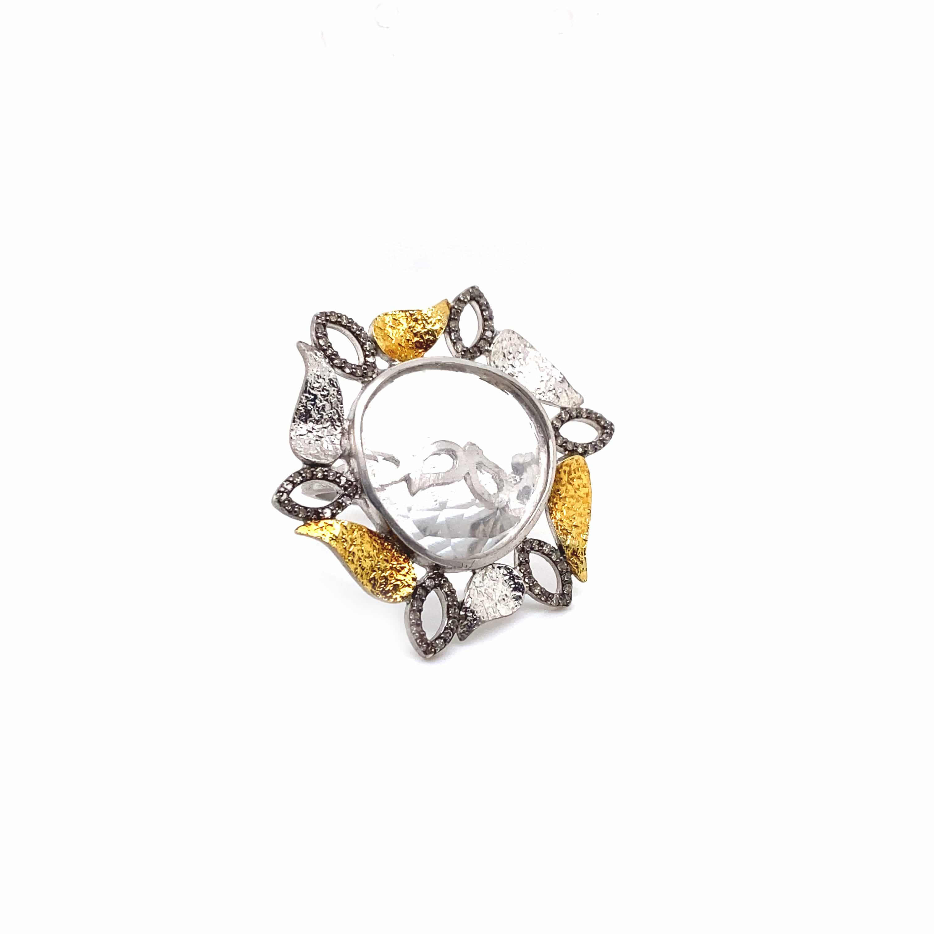Vitality Sterling Silver and Gold Leaf Ring - Coomi