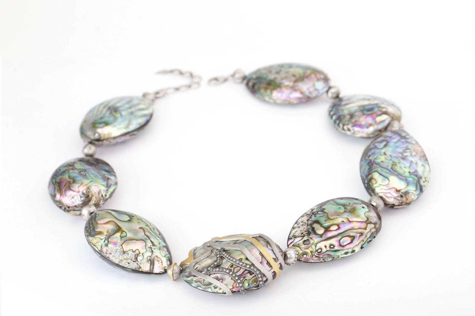 Affinity Sterling Silver Abalone and Diamond Necklace - Coomi